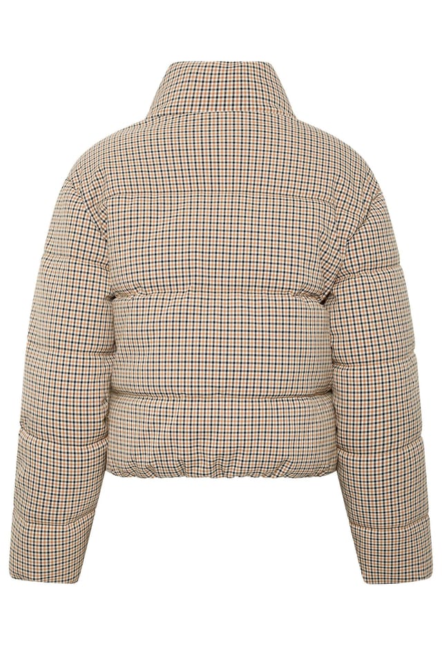 PixieGirl PixieGirl Women's Petite Check Puffer Coat in Natural - 3