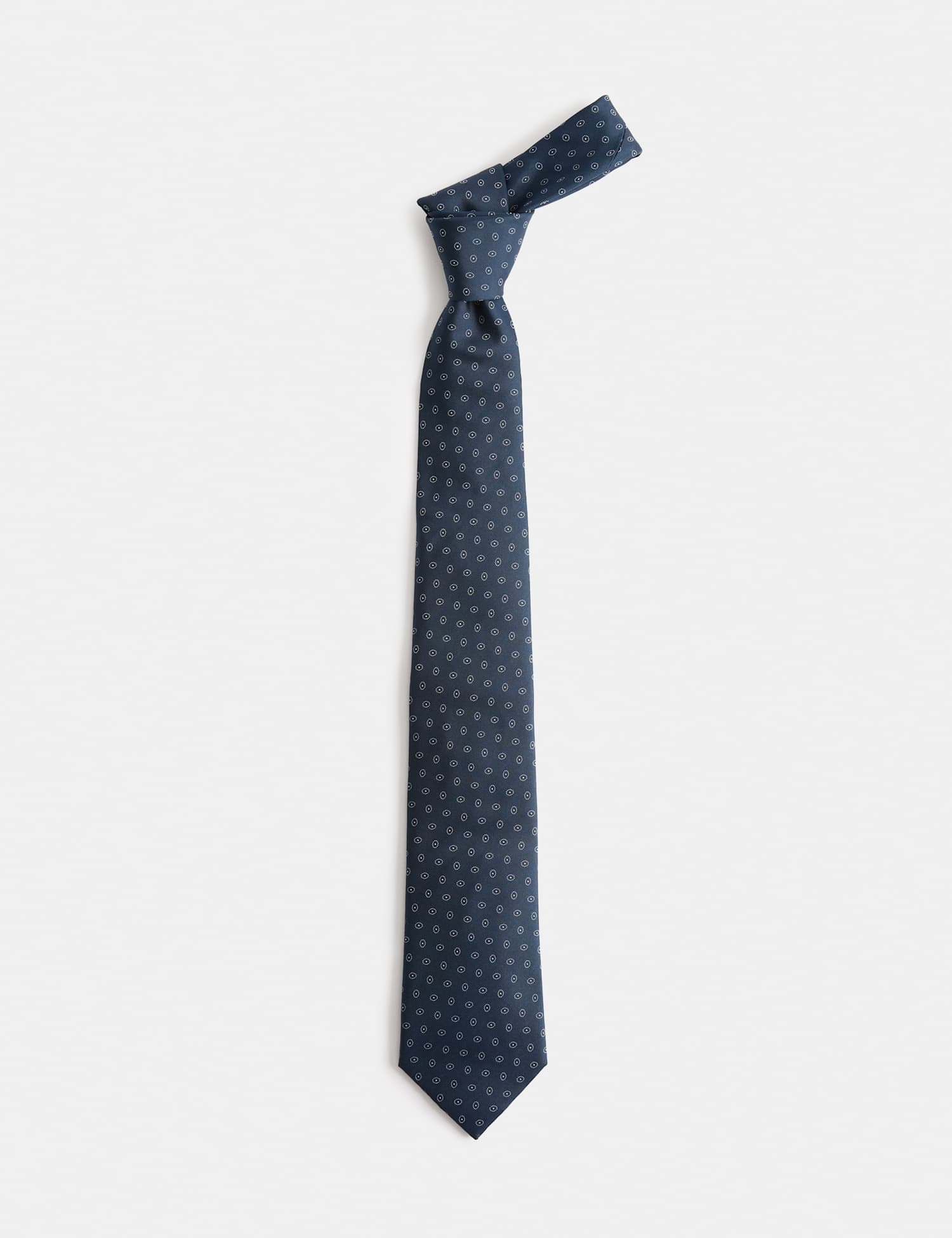 Marks & Spencer M&S Pure Silk Tiny Geo Tie Navy