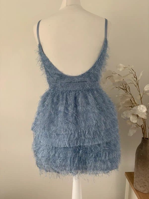 Topshop Topshop petite baby blue fringe statement occasion dress wedding guest Ascot Races 8