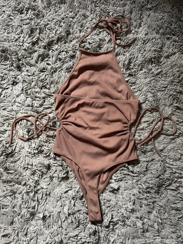 Bershka Brown Halter Neck Bodysuit