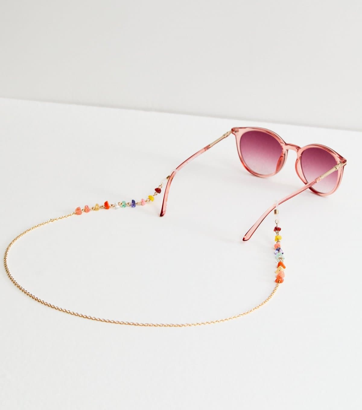 New Look New Look Gold Tone Beaded Stone Sunglass Chain