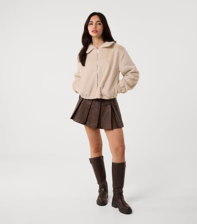 Pink Vanilla Women's Stone Fluffy Zip Up Jacket Pink Vanilla New Look - 2