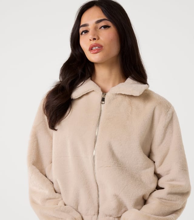 Pink Vanilla Women's Stone Fluffy Zip Up Jacket Pink Vanilla New Look - 3