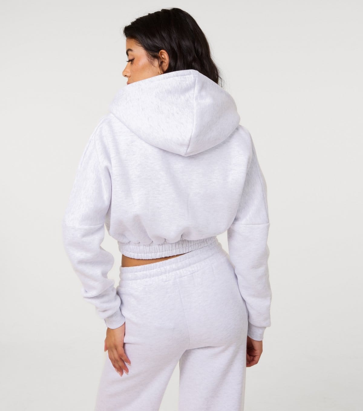 Pink Vanilla Women's Light Grey Press Stud Cropped Hoodie Pink Vanilla New Look - 4
