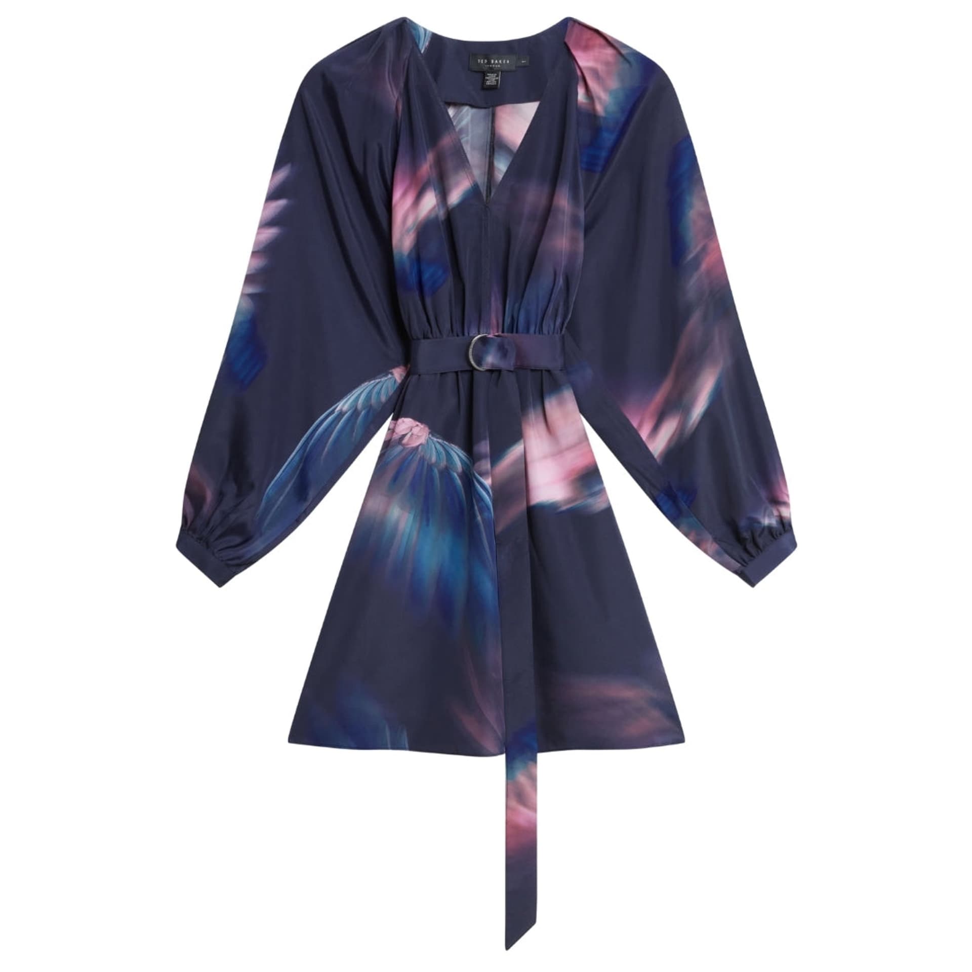Ted Baker Ted Baker Women's Alte Long Sleeve V-neck Regular Fit Mini Dress in Navy