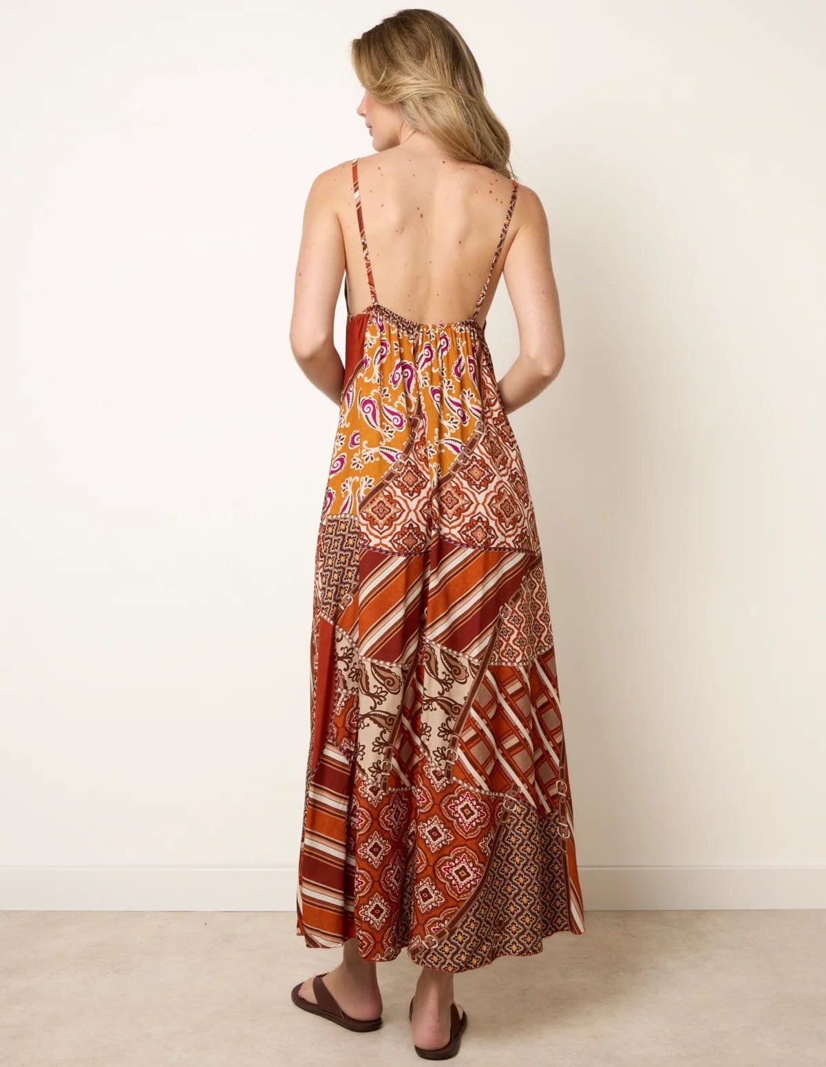 Blue Vanilla Patchwork Printed Transitional Print Dress - 4