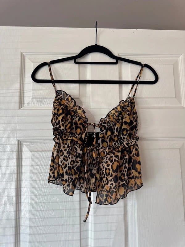 Bershka Bershka Leopard Front Tie Top