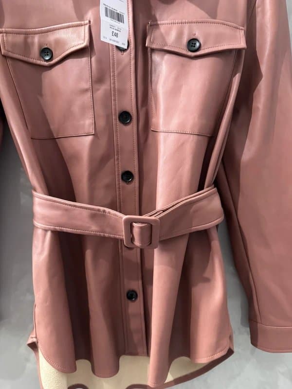 Next Next BNWT Tan Terracotta Faux Leather Belted Shacket Jacket Utility Shirt Size 12 RRP £48.00