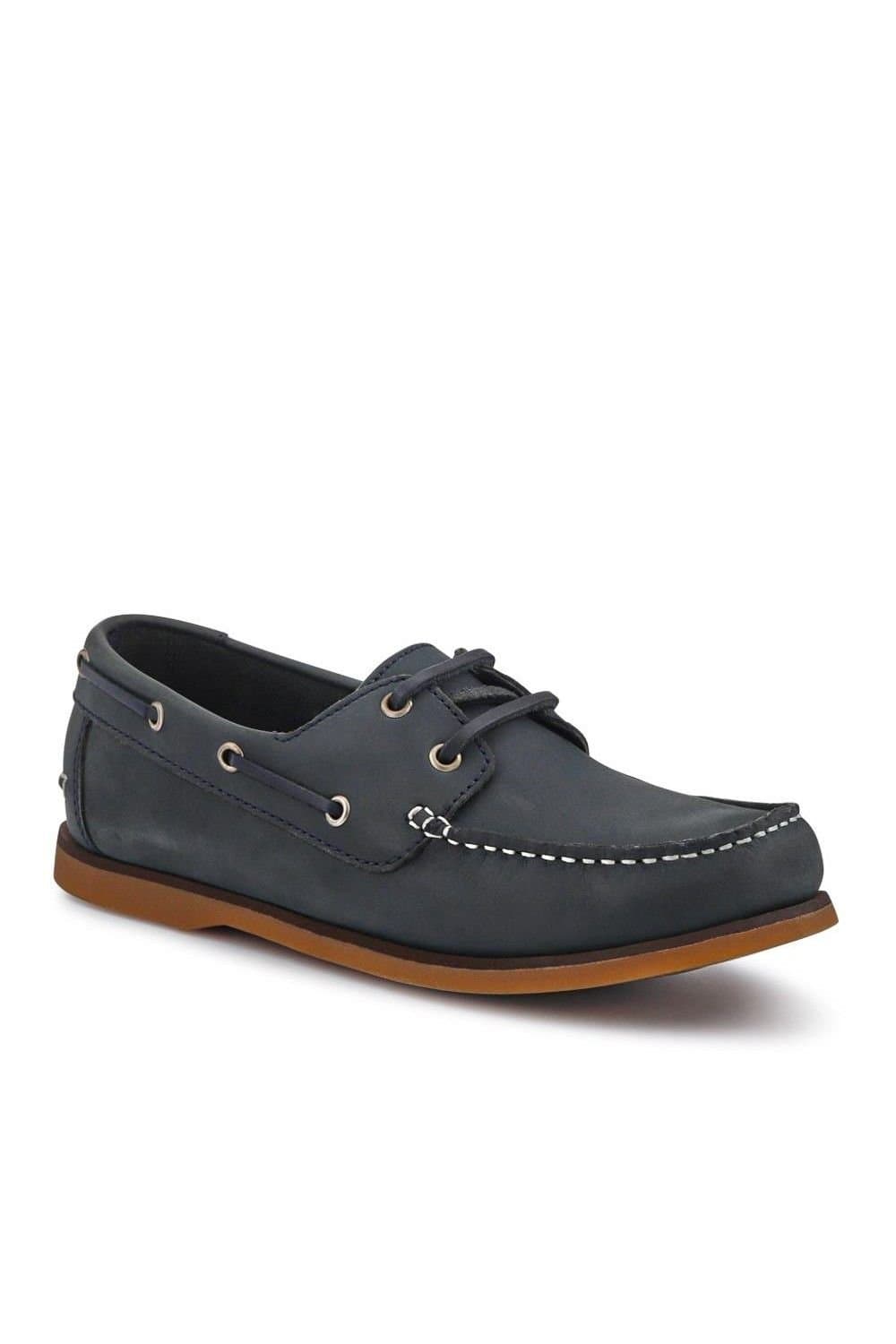 Pavers Pavers Men's Casual Leather Boat Shoes in Black
