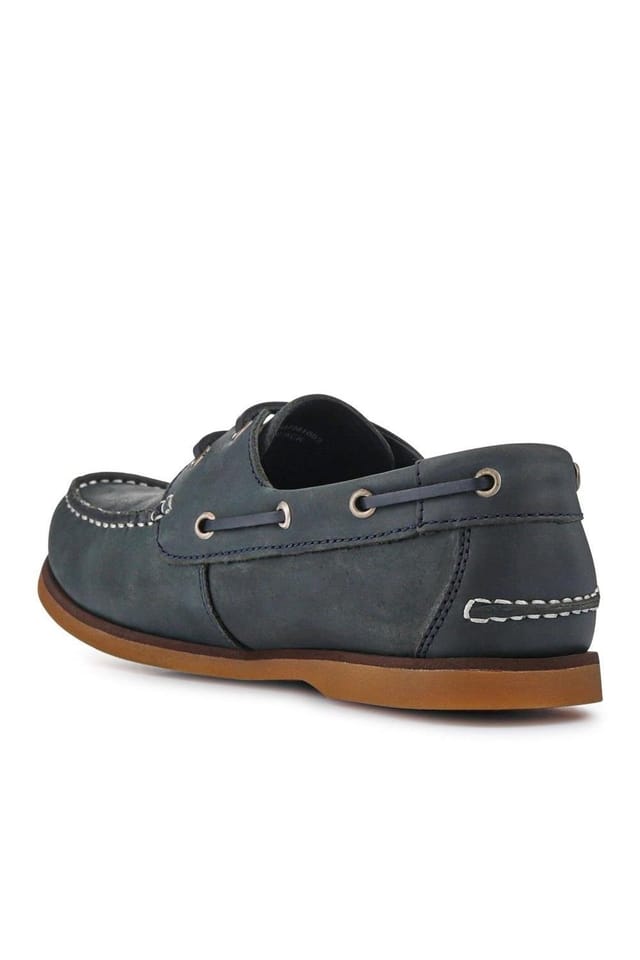 Pavers Pavers Men's Casual Leather Boat Shoes in Black - 3