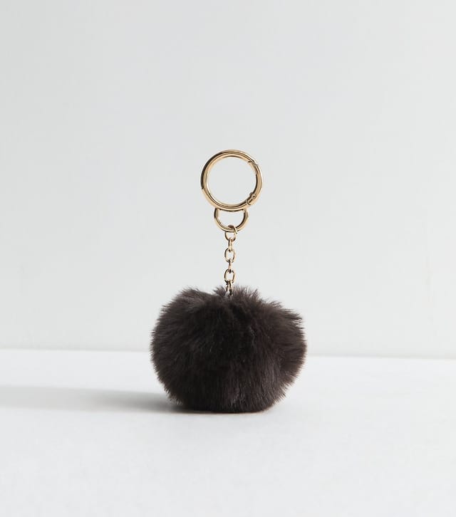 New Look Brown Fluffy Pom Pom Bag Charm New Look - 2