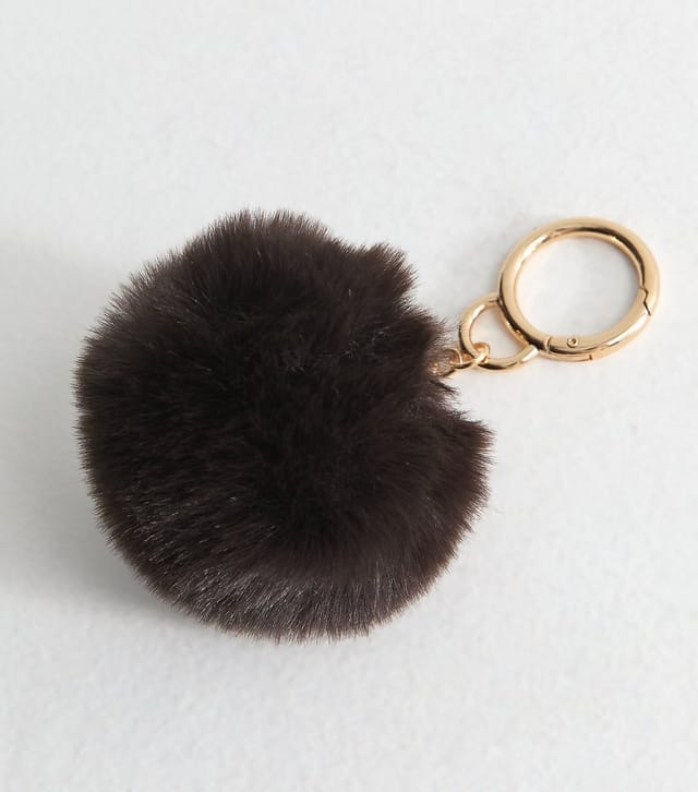 New Look Brown Fluffy Pom Pom Bag Charm New Look - 3