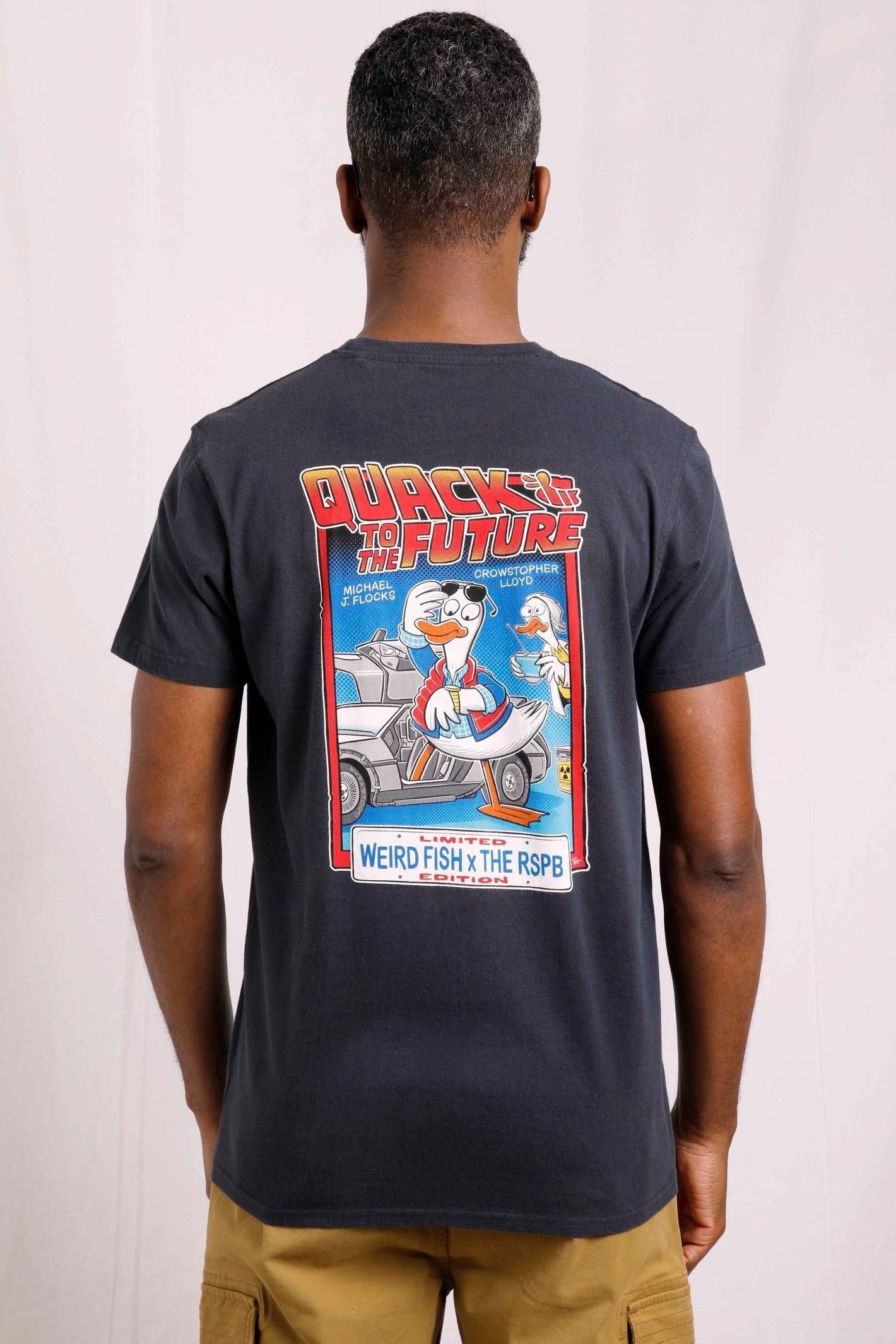 Weird Fish Weird Fish Men's Quack to the Future RSPB Collaboration Artist T-Shirt in Navy - 3