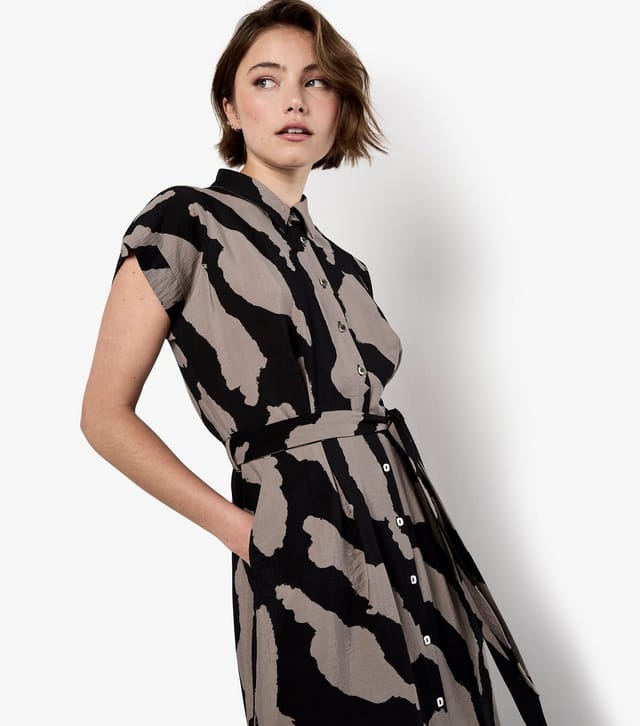 Apricot Women's Stone Painterly Zebra Print Shirt Dress Apricot New Look - 3