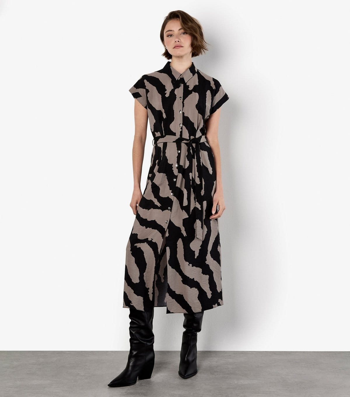 Apricot Women's Stone Painterly Zebra Print Shirt Dress Apricot New Look - 4