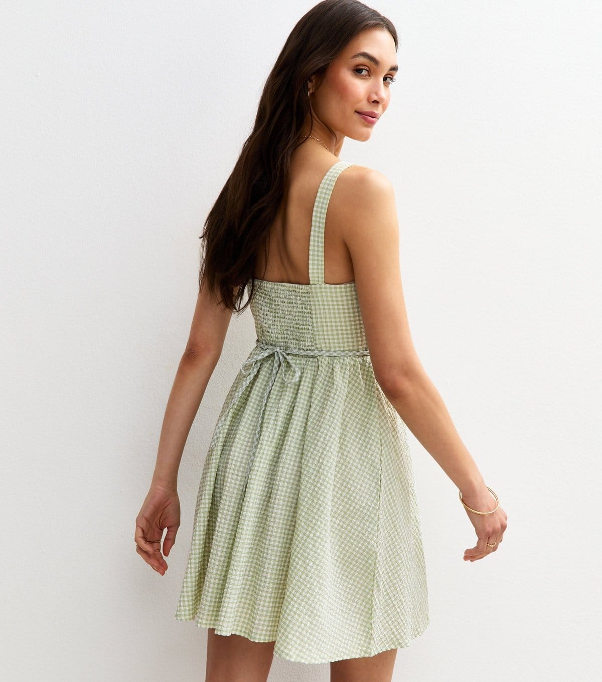 New Look Women's Green Gingham Check Milkmaid Mini Dress New Look - 4