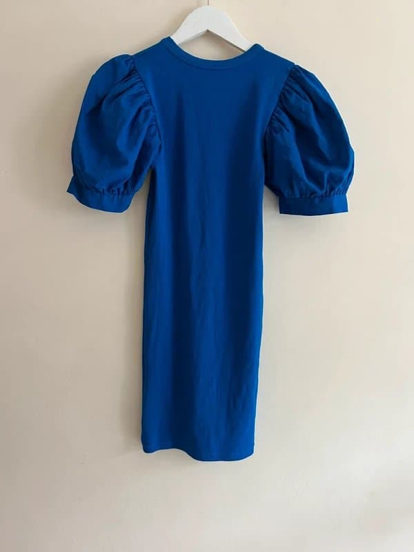 Zara 💙 Zara Blue Puff Sleeve Mini Dress Bodycon Ribbed Summer Occasion M