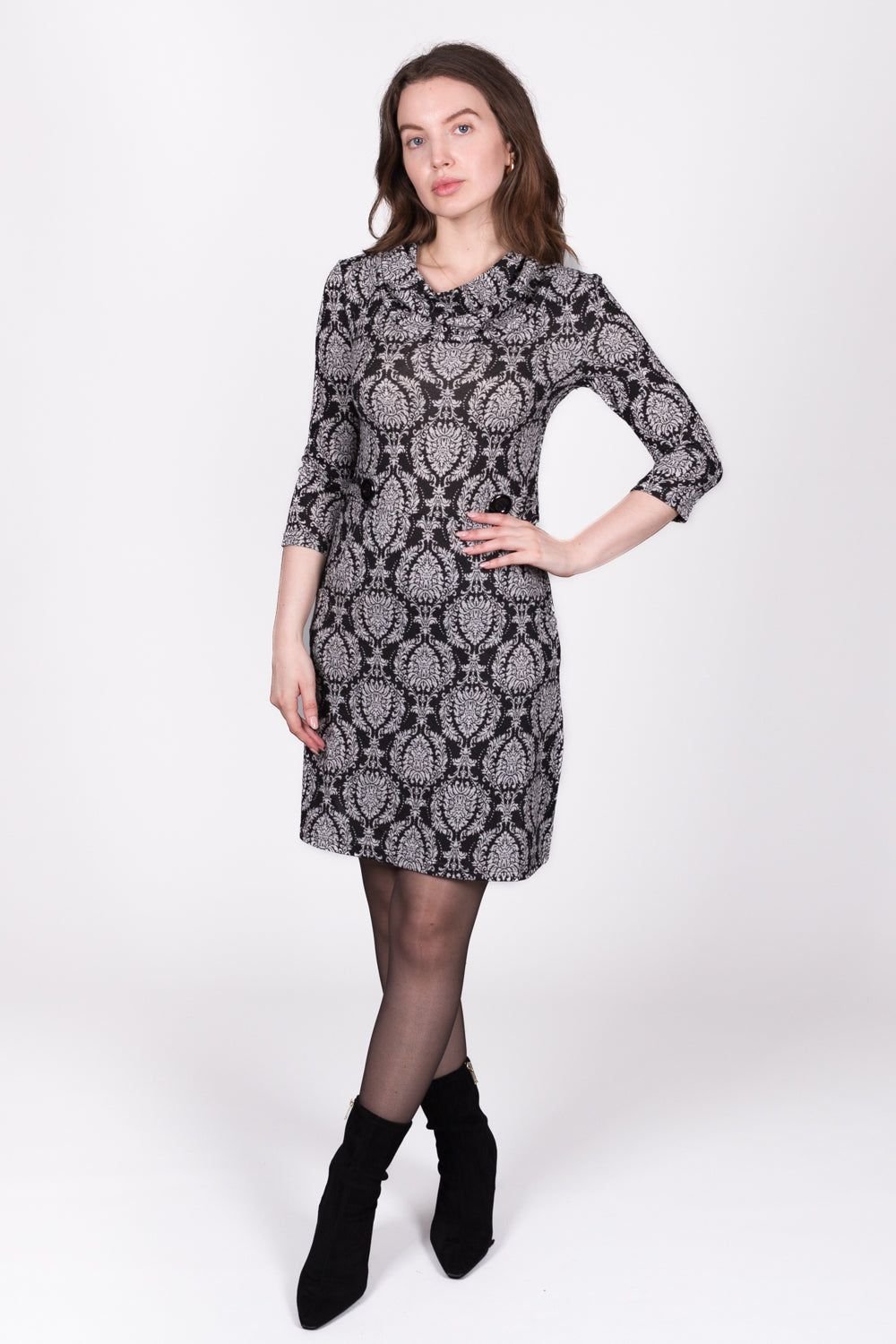 SOLO SOLO Women's Paisley Button Dress in Black - 2