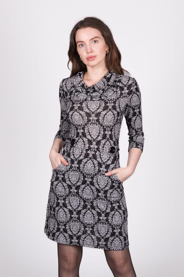 SOLO SOLO Women's Paisley Button Dress in Black - 2