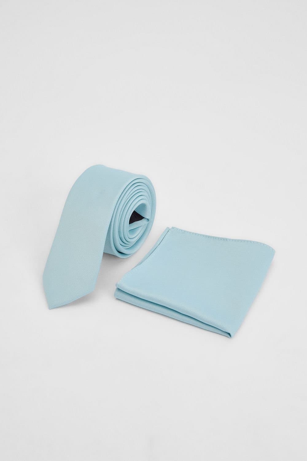 Burton Burton Men's Ice Blue Tie & Pocket Square Set