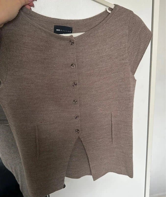 ASOS ASOS knitted cardigan with capped sleeves in mocha