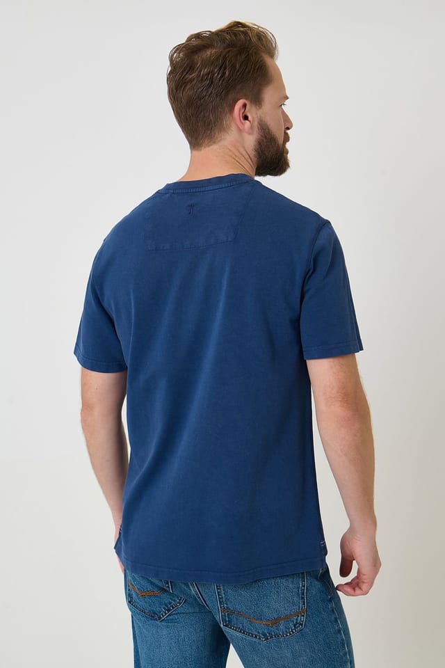 Saltwell Saltwell Men's Dyed Crew Neck Cotton T-Shirt in Indigo - 2
