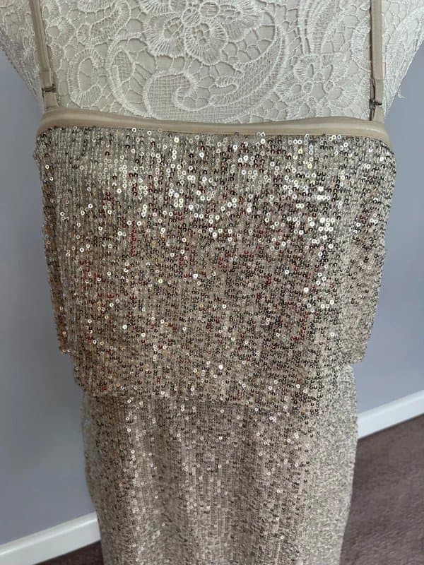 River Island River Island silver sequin dress size 16 detachable straps prom dress