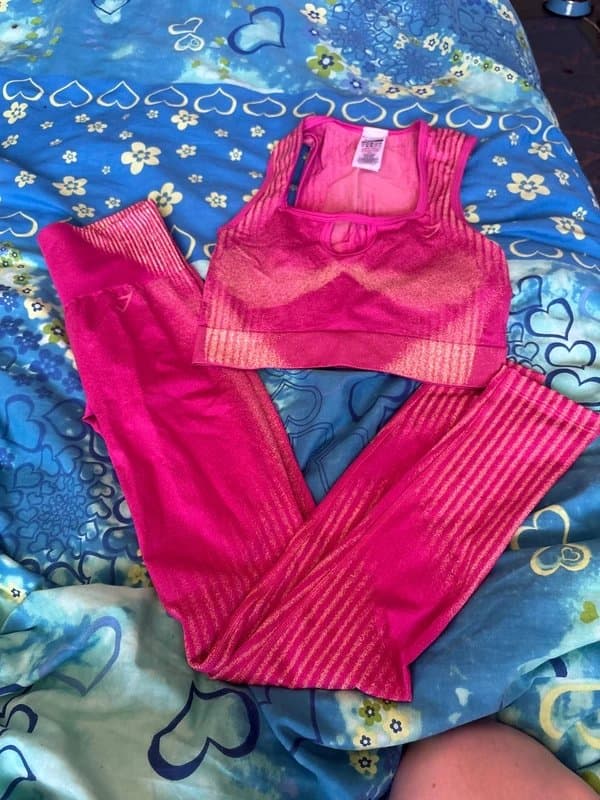 Gymshark Bright pink matching gym shorts set leggings and top xs