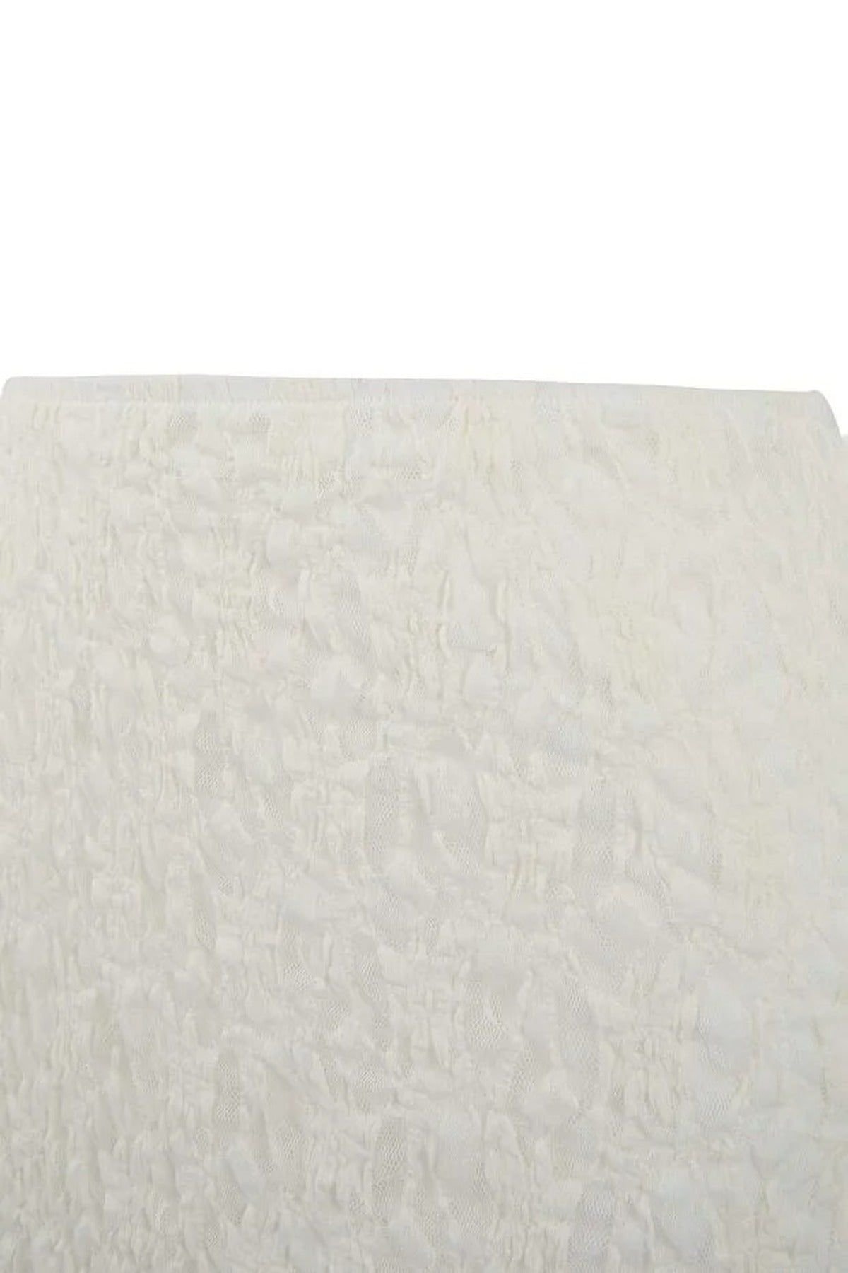 WOVCOR WOVCOR Women's Lace Textured Midi Skirt with Sheer Panel Detail in White - 4