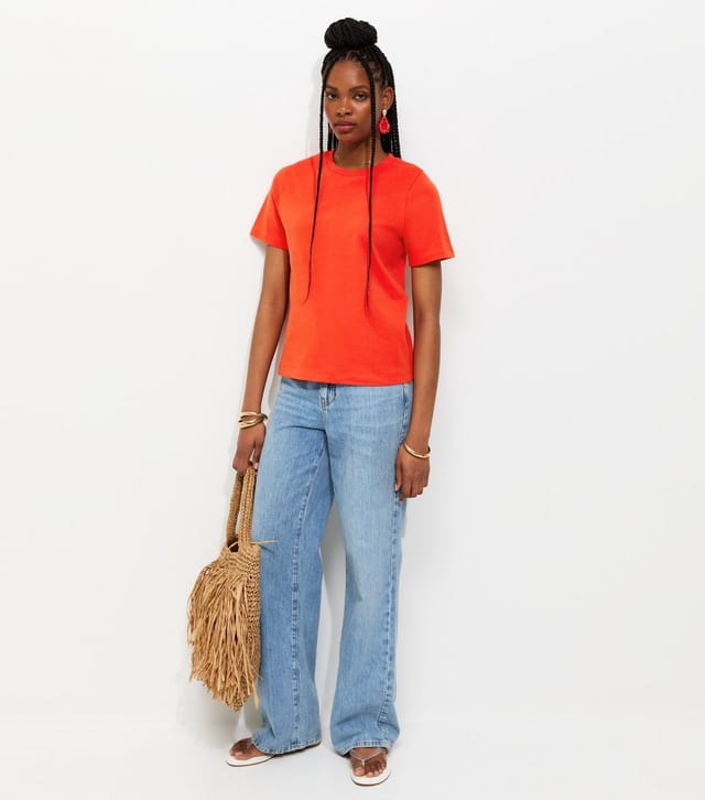 New Look Women's Premium Bright Orange Heavyweight Cotton T-Shirt New Look - 3
