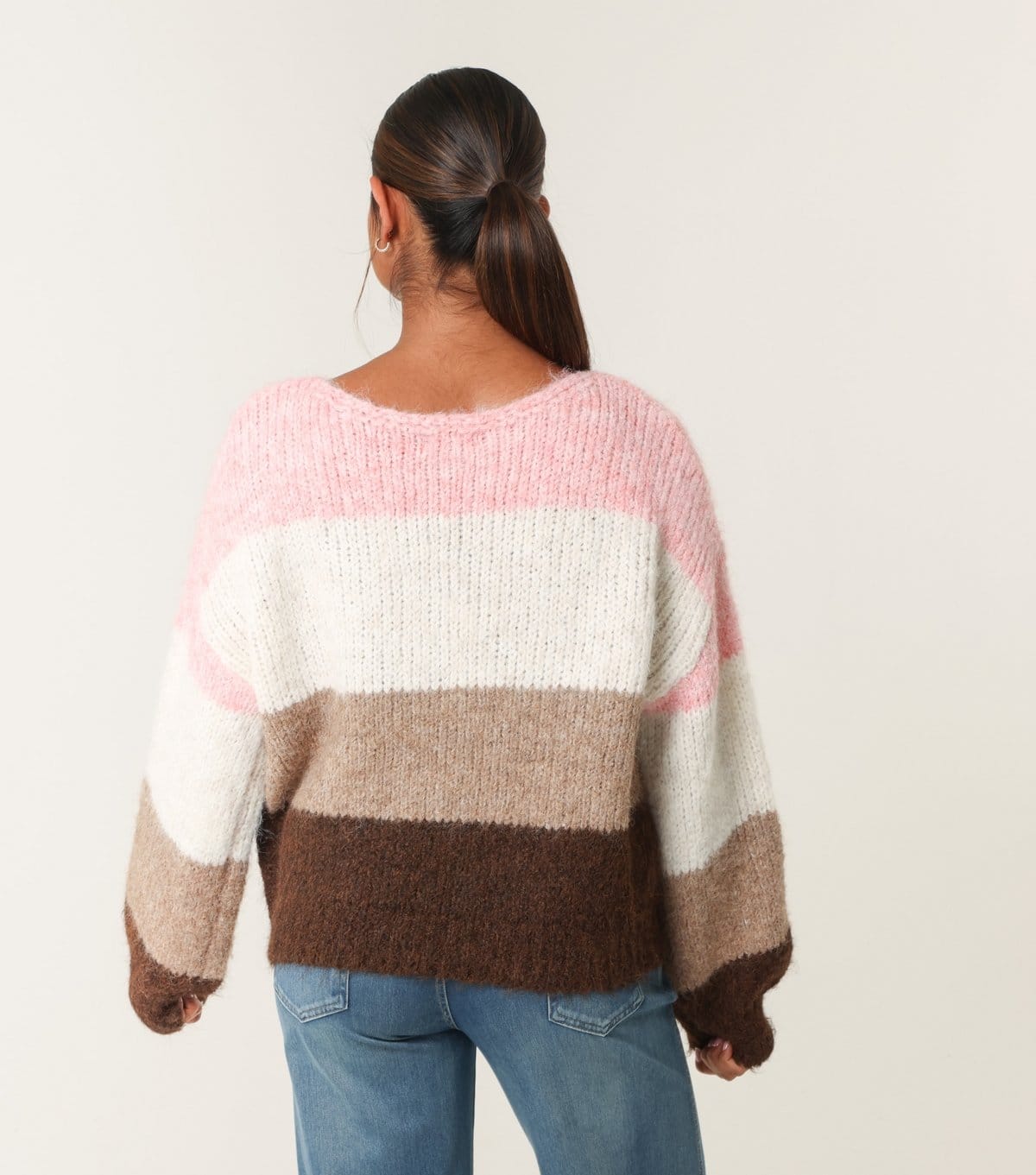 Blue Vanilla Women's Pink Striped Slash Neck Knit Jumper Blue Vanilla New Look - 4