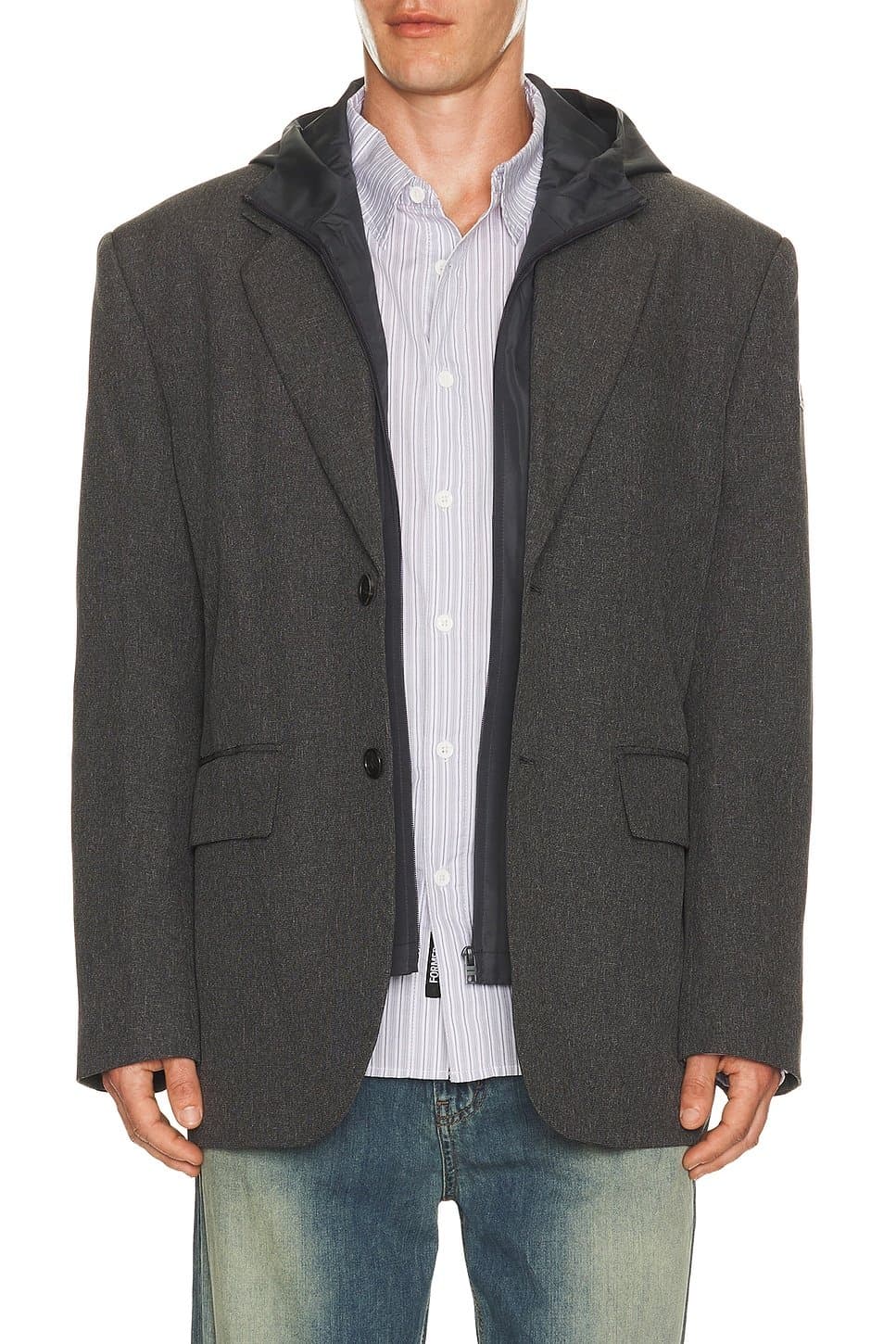 revolve Revolve Dark Grey Hood Detachable Blazer