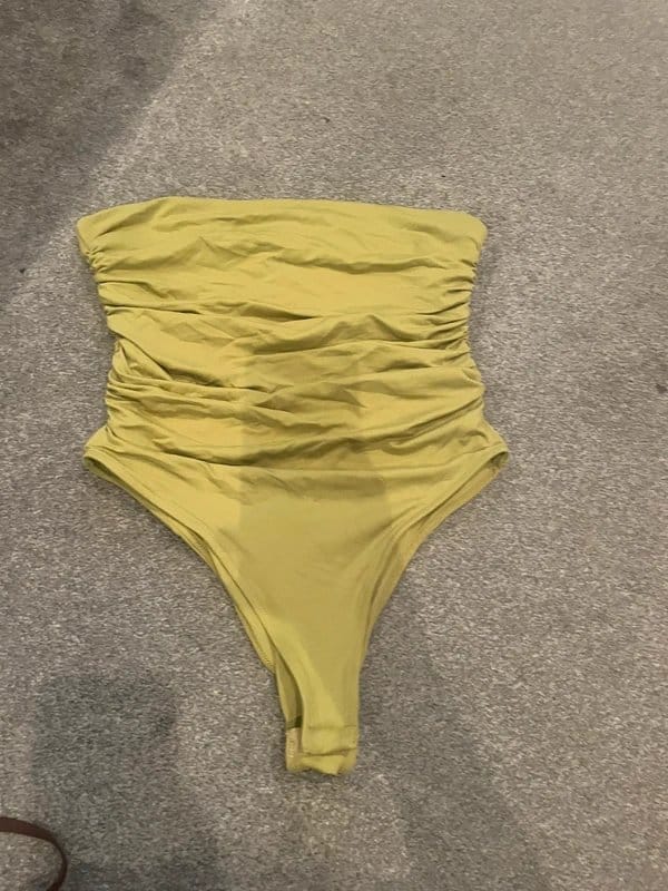ASOS ASOS design olive green satin bandeau body - 1