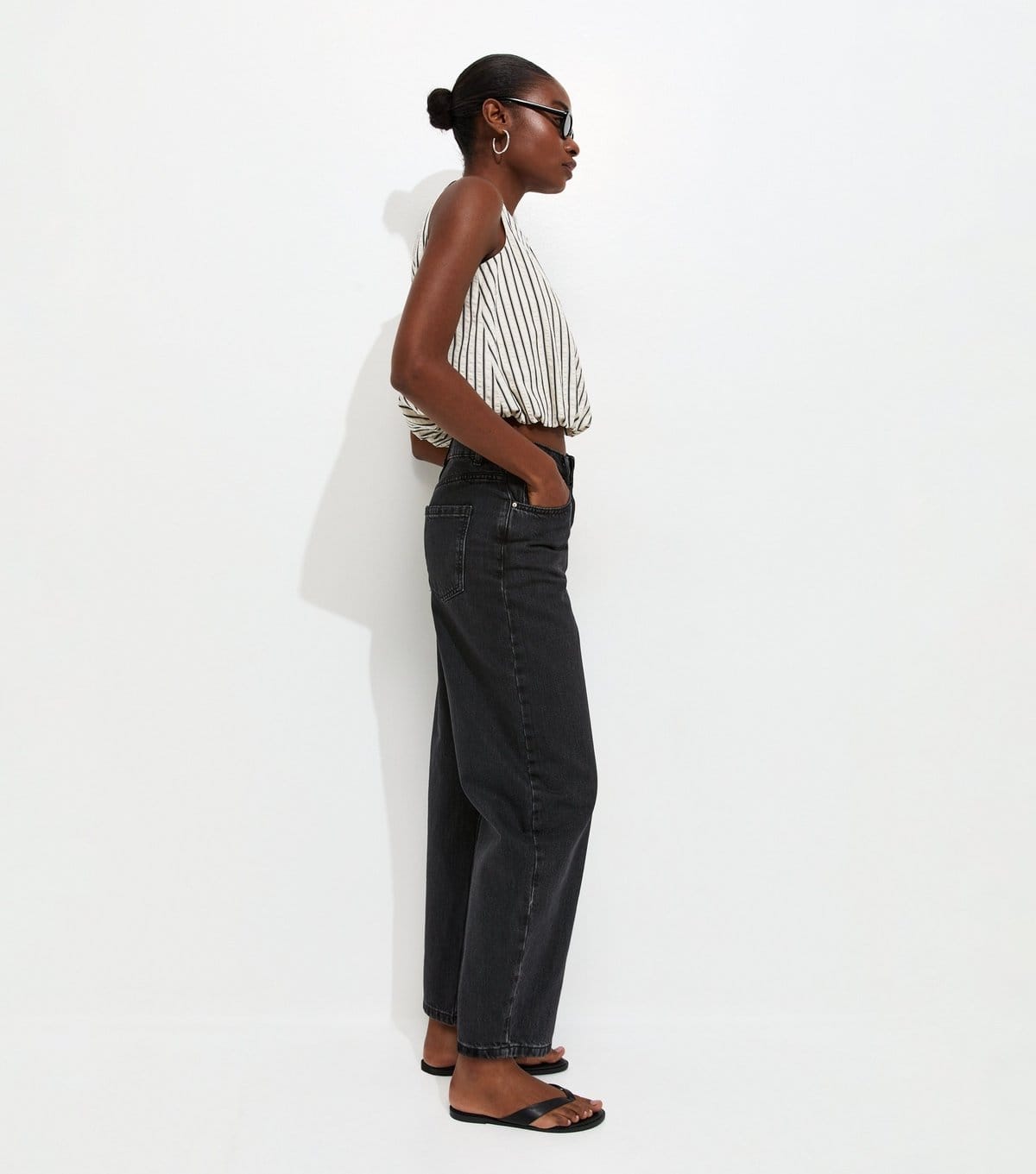 New Look Black Barrel Leg Jeans