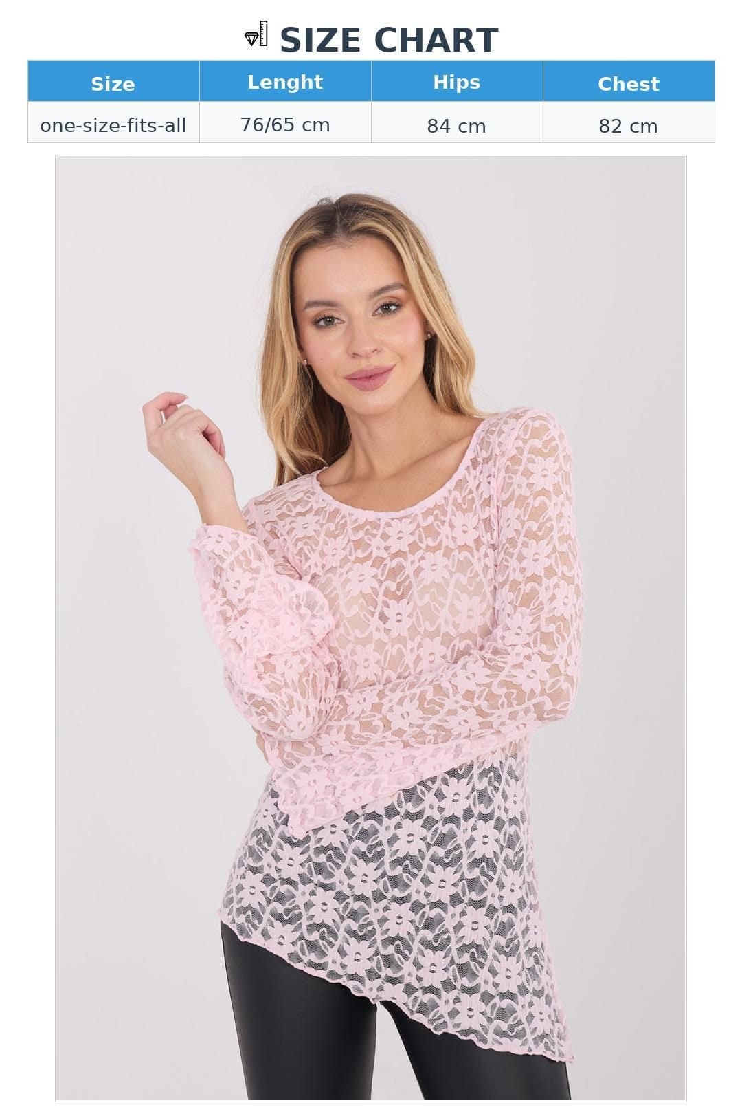 Love Lace Love Lace Women's Elegant Lace Blouse with Bell Sleeves in Pink - 4