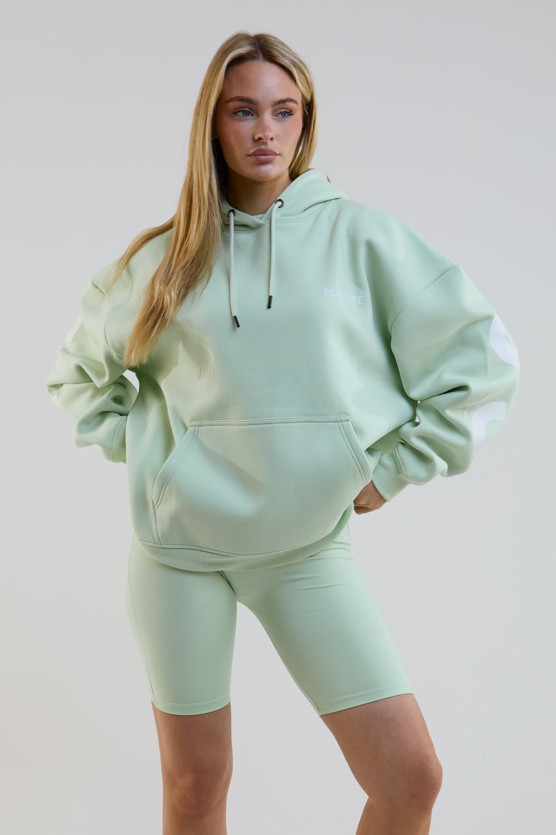 BCouture BCouture Women's Cycling Shorts, Hoodie & T-Shirt Set in Light Green