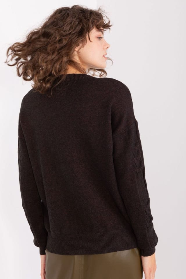 Love Lace Love Lace Women's Textured Knit Overhead Sweater Top in Black - 3