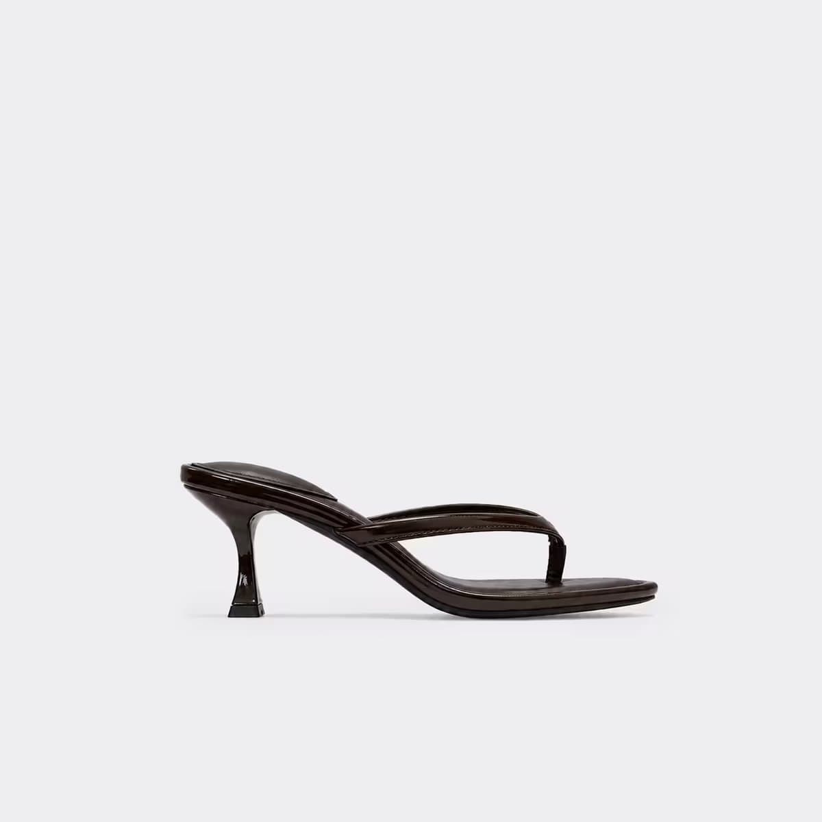 EGO Odile Thong Strap Low Heeled Mule In Brown Faux Leather, Women's Size UK 3