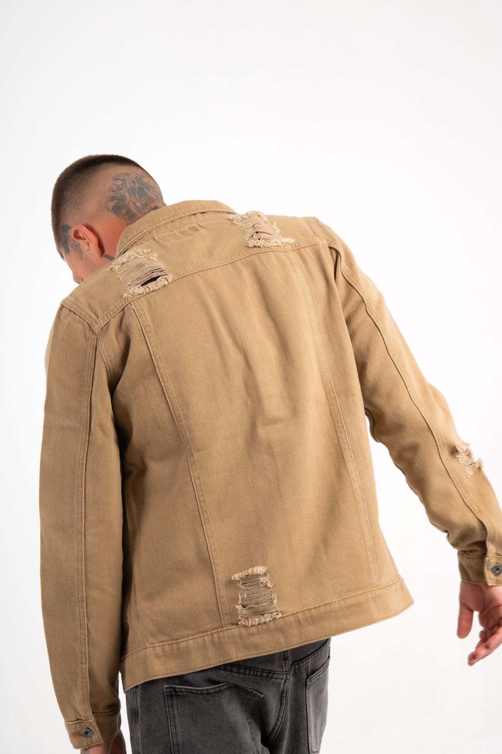 Liquor N Poker Liquor n Poker Men's Norton Denim Jacket In Tan With Distressing - 4