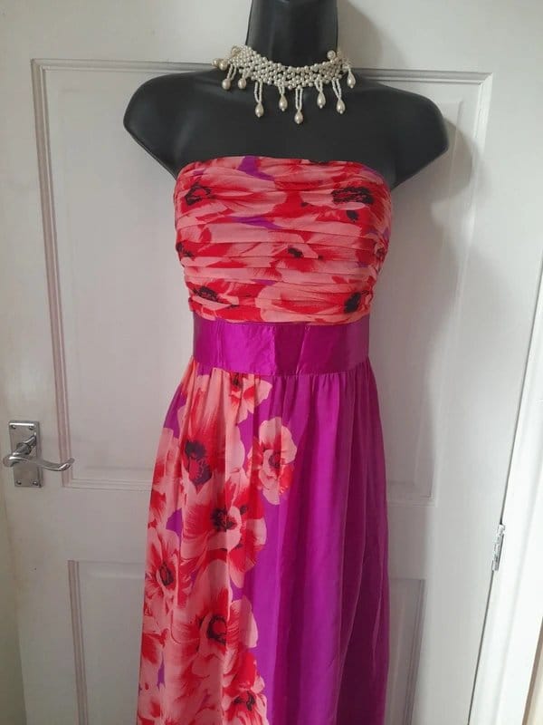 Coast Coast prom strapless silk maxi dress uk 12 - 1