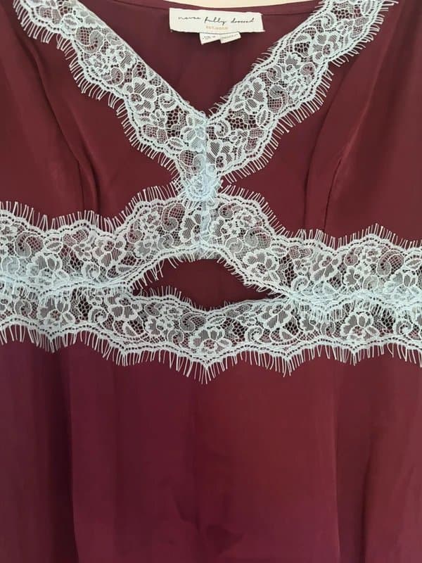Never Fully Dressed Never Fully Dressed Burgundy & Blue Lace Dress