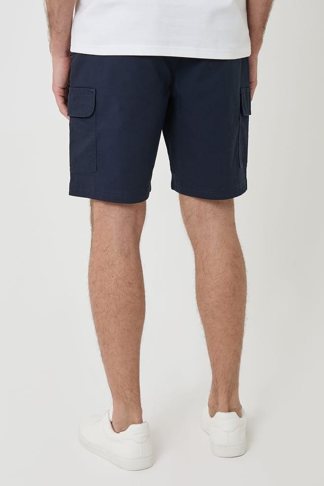 Threadbare Threadbare Men's Regular Fit Textured Cargo Shorts in Navy - 2