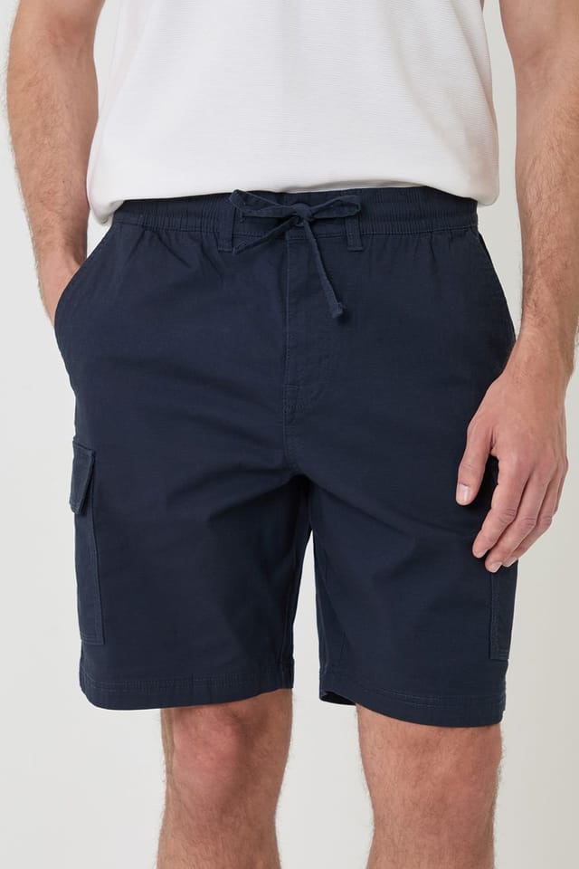 Threadbare Threadbare Men's Regular Fit Textured Cargo Shorts in Navy - 3