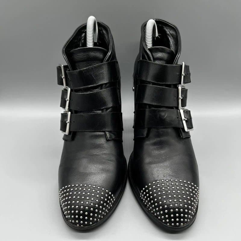 Topshop Topshop Ankle Boots Black Leather Goth Studs Buckles Biker Womens Uk 6.5 Eu 40