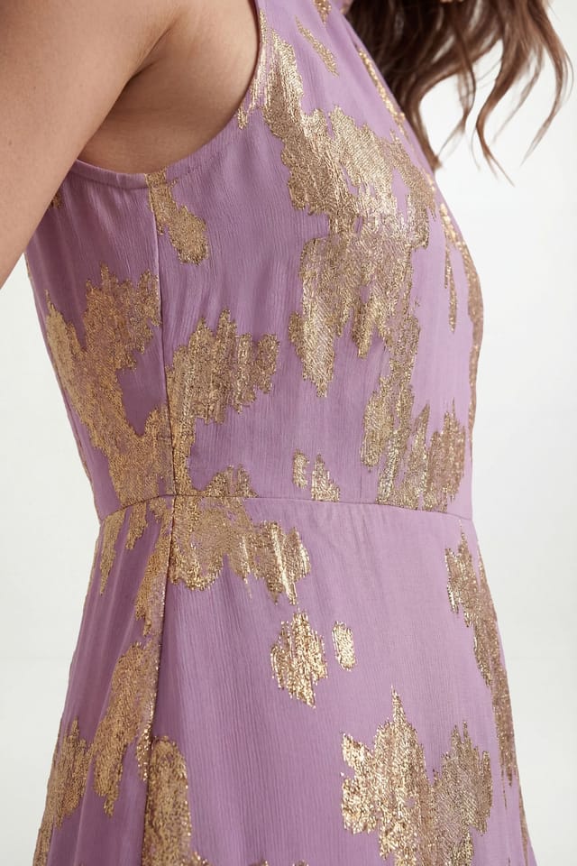 Wallis Wallis Women's Petite Metallic Ruffle Hem Maxi Dress in Pink - 3