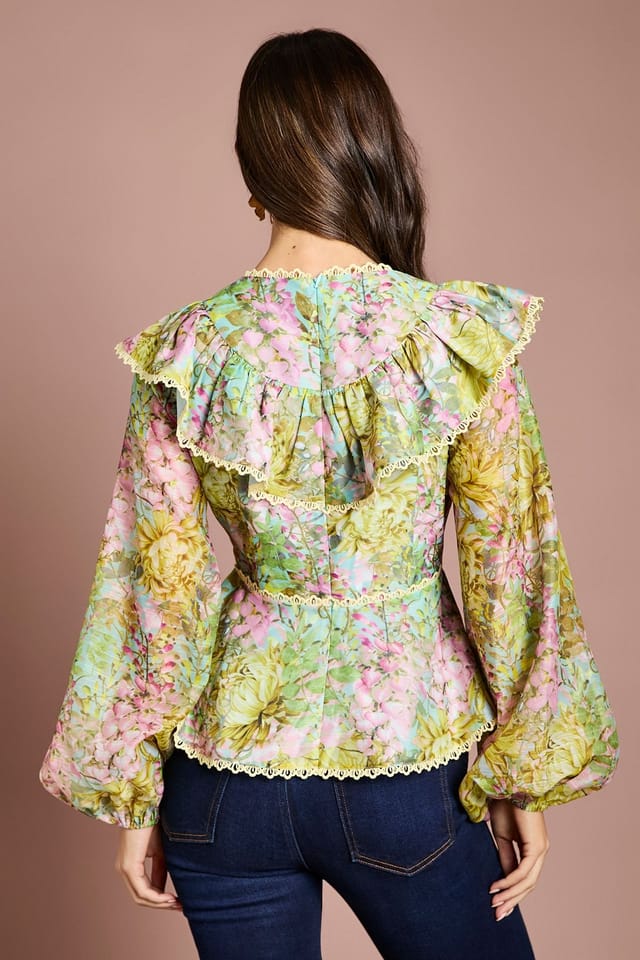 Coast Coast Women's Lace Trim V Neck Organza Blouse - 3