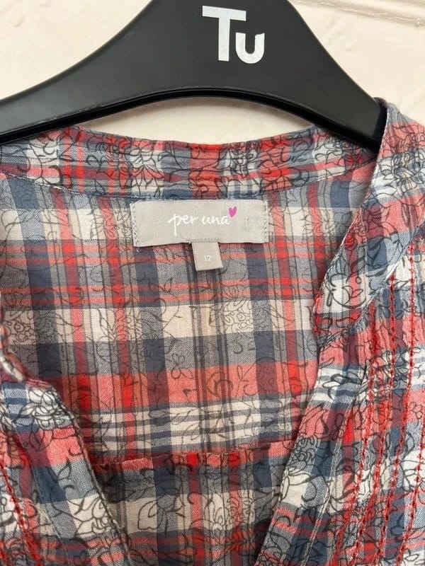 Per Una Red & White Plaid Cotton Blouse
