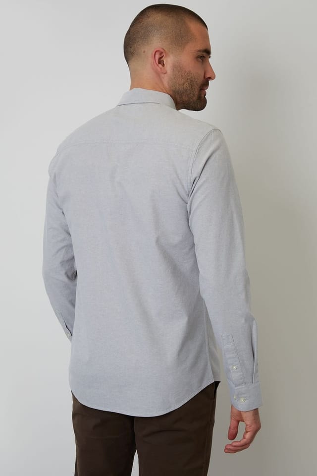 Threadbare Threadbare Men's Oxford Cotton Slim Fit Long Sleeve Shirt in Pale Green - 2
