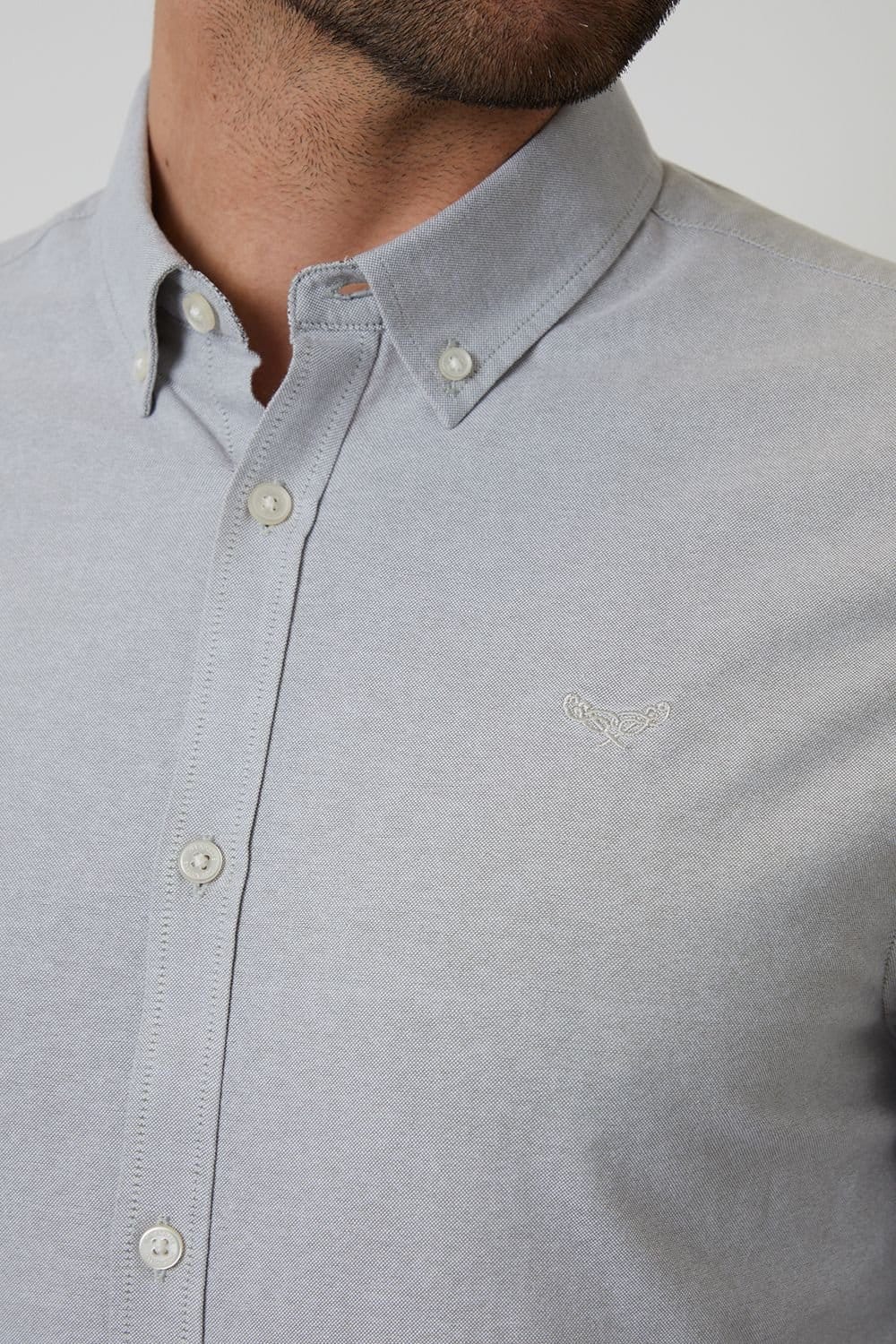 Threadbare Threadbare Men's Oxford Cotton Slim Fit Long Sleeve Shirt in Pale Green - 4