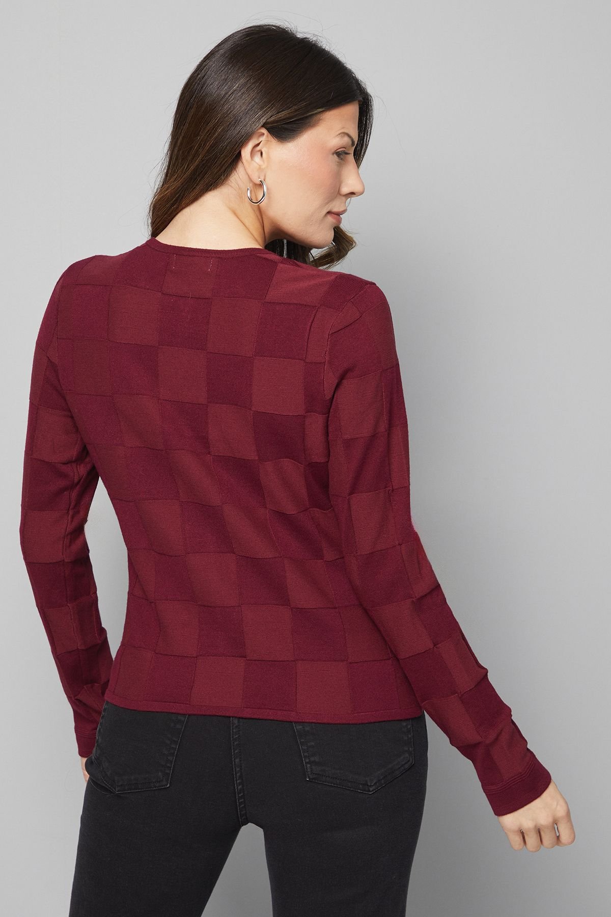 Wallis Wallis Women's Stitch Detail Cardigan in Burgundy - 3